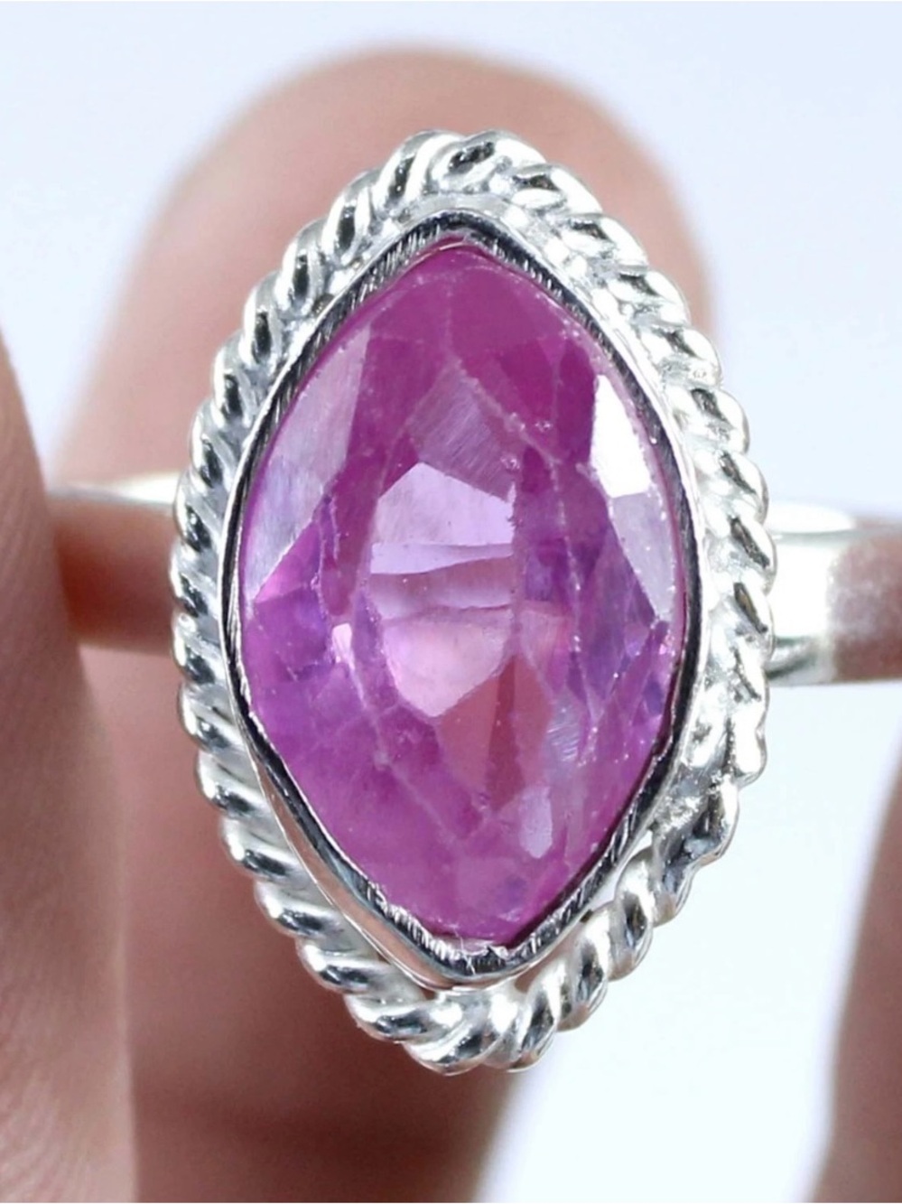 CERTIFIED 11.25 CT NATURAL Pink Morganite Marquis Cut S925 Sterling Silver Ring